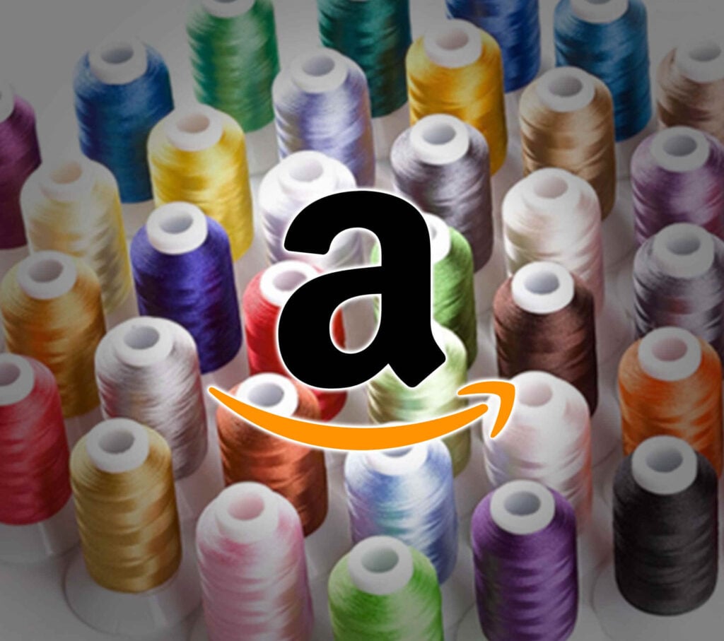 amazon-logo-embroidery-thread Amazon logo with embroidery thread behind