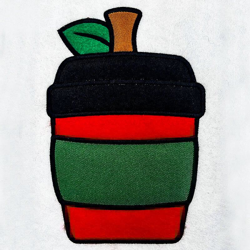 Apple Travel Mug applique embroidery design