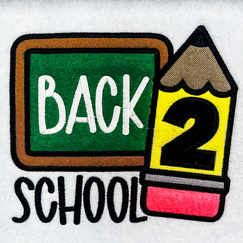 Back 2 School applique embroidery design