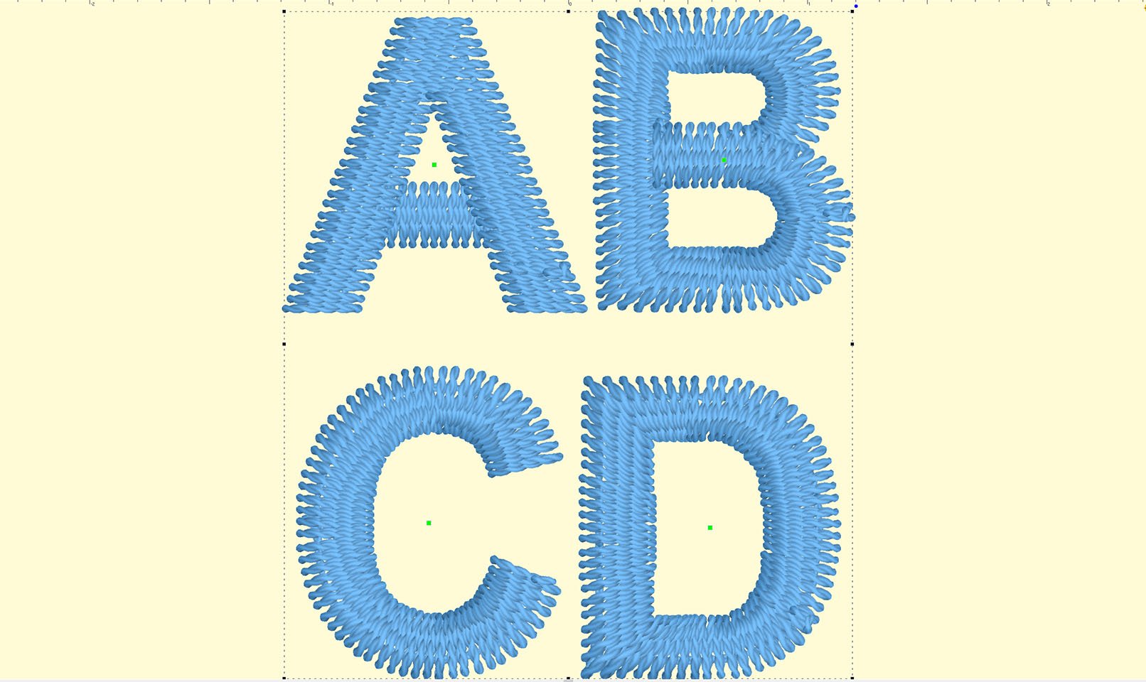 BX embroidery fonts on Embrilliance embroidery software screen