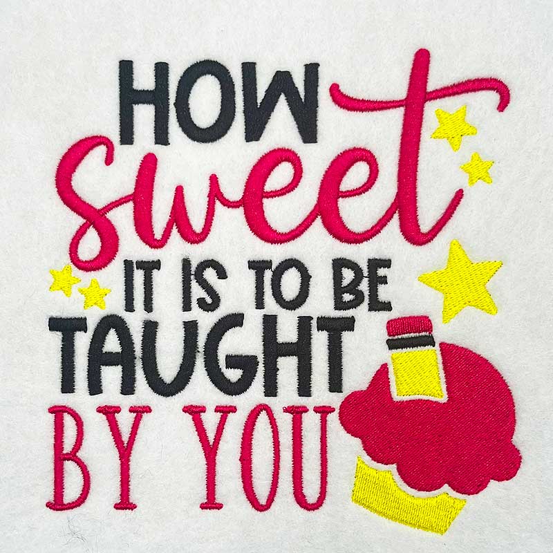 How Sweet Taught embroidery design