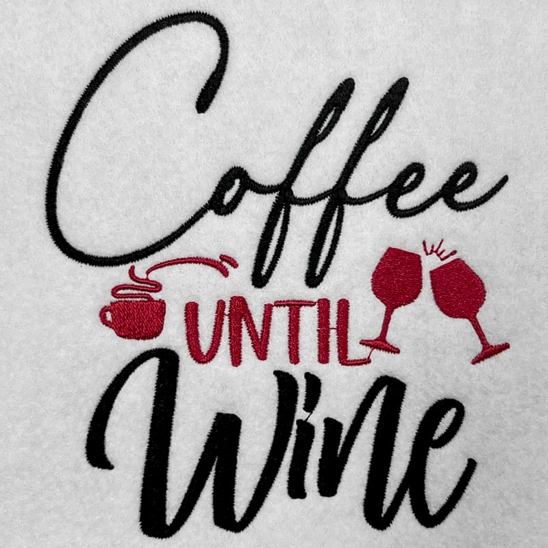 coffee until wine embroidery design