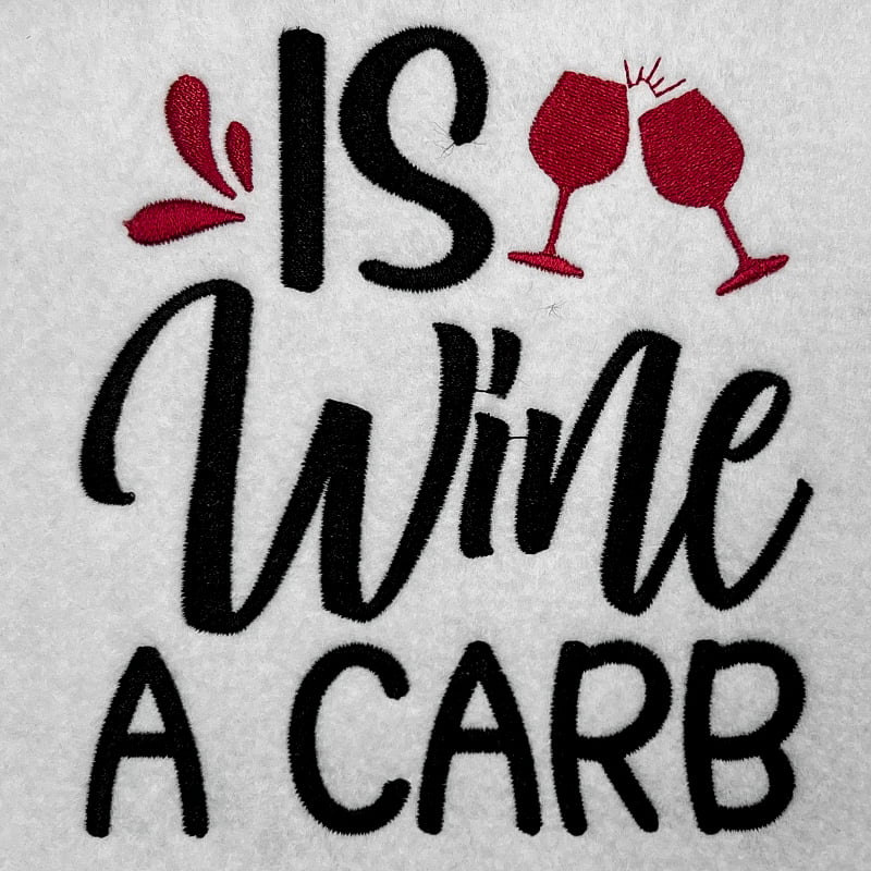 is wine a carb embroidery design