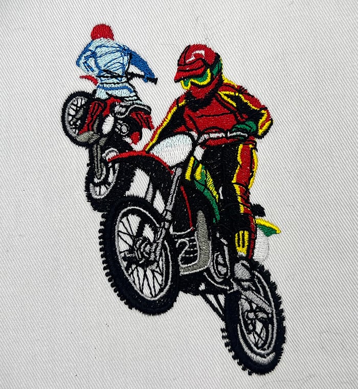 motocross riders embroidery design