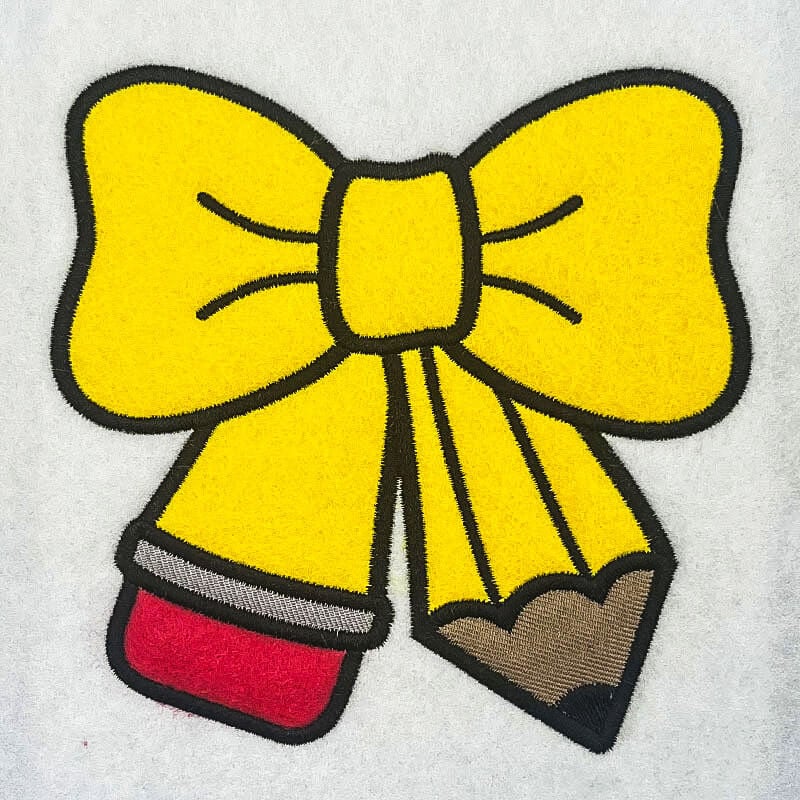 bow pencil applique embroidery design