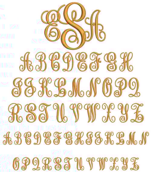 ESA Embroidery Font: Style Monogram 50mm