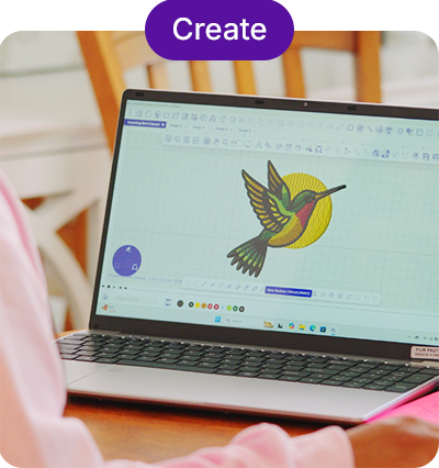 Create Create - Embroidery design being digitized on computer screen